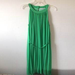 Vibrant Green New York & Company Pleated Dress